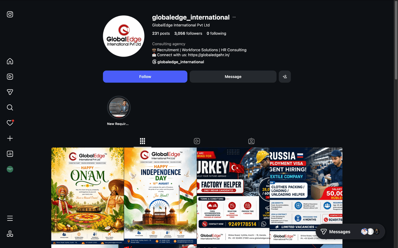 GlobalEdge Career social media management